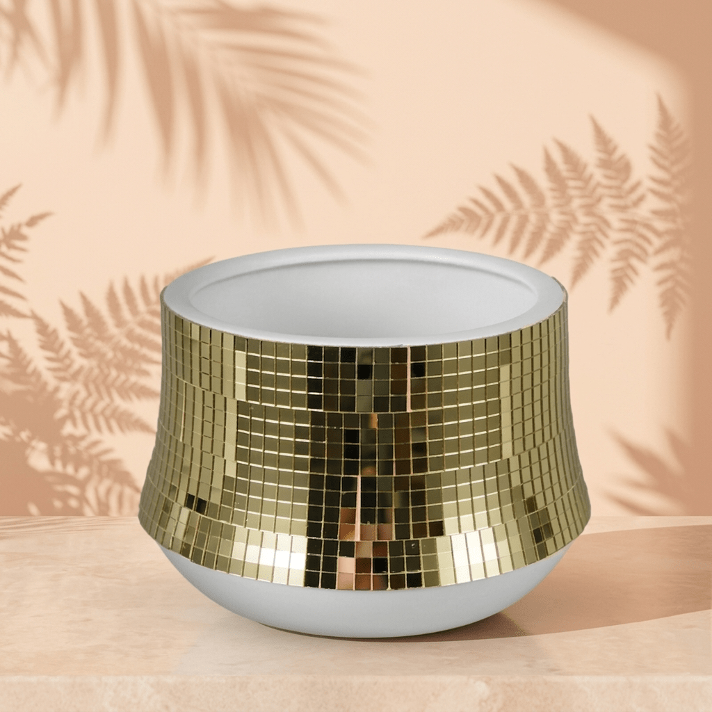 Golden Mirror Finish Ceramic Pot | Small Decorative Planter - Acacia Garden Center