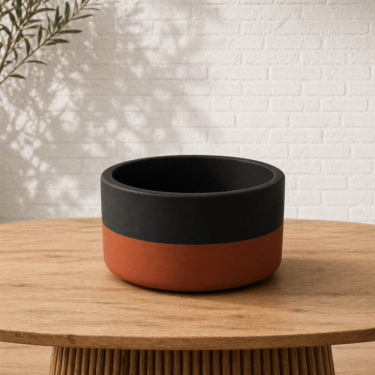 Hand Painted Round Pot | Two - Tone Design, 3 Sizes - Acacia Garden Center