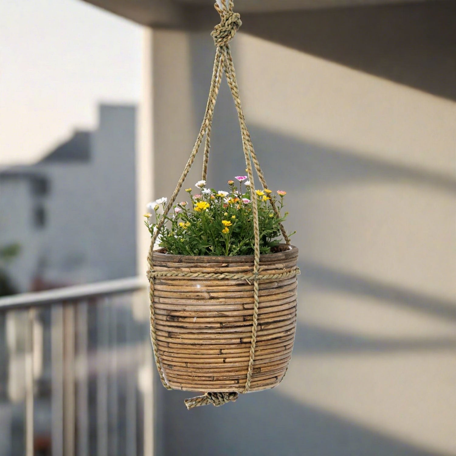 Hanging Pot Stripe (302267) | Grey, D15 × 14 cm - Acacia Garden Center