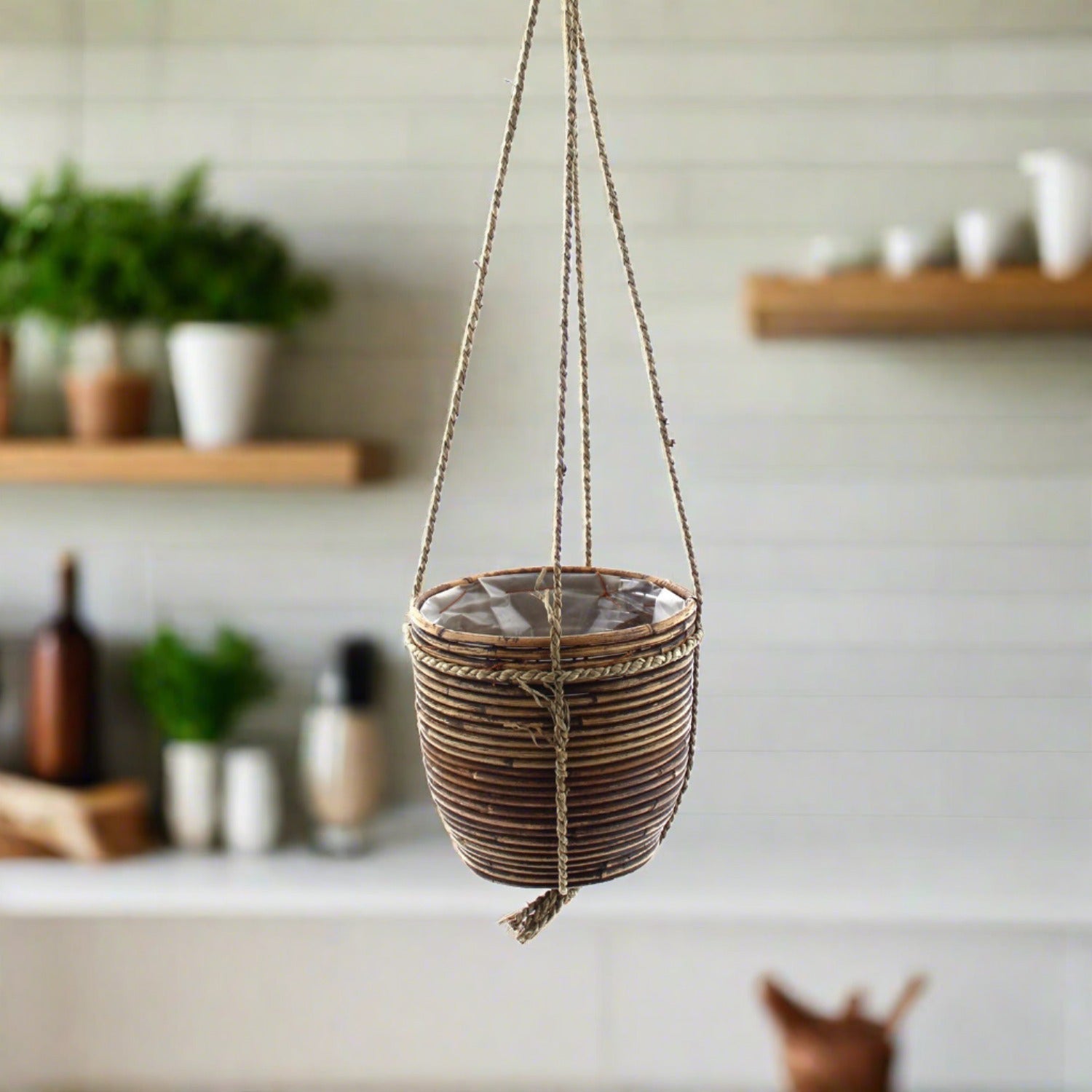 Hanging Pot Stripe (304568) | Bronze, D15 × 14 cm - Acacia Garden Center