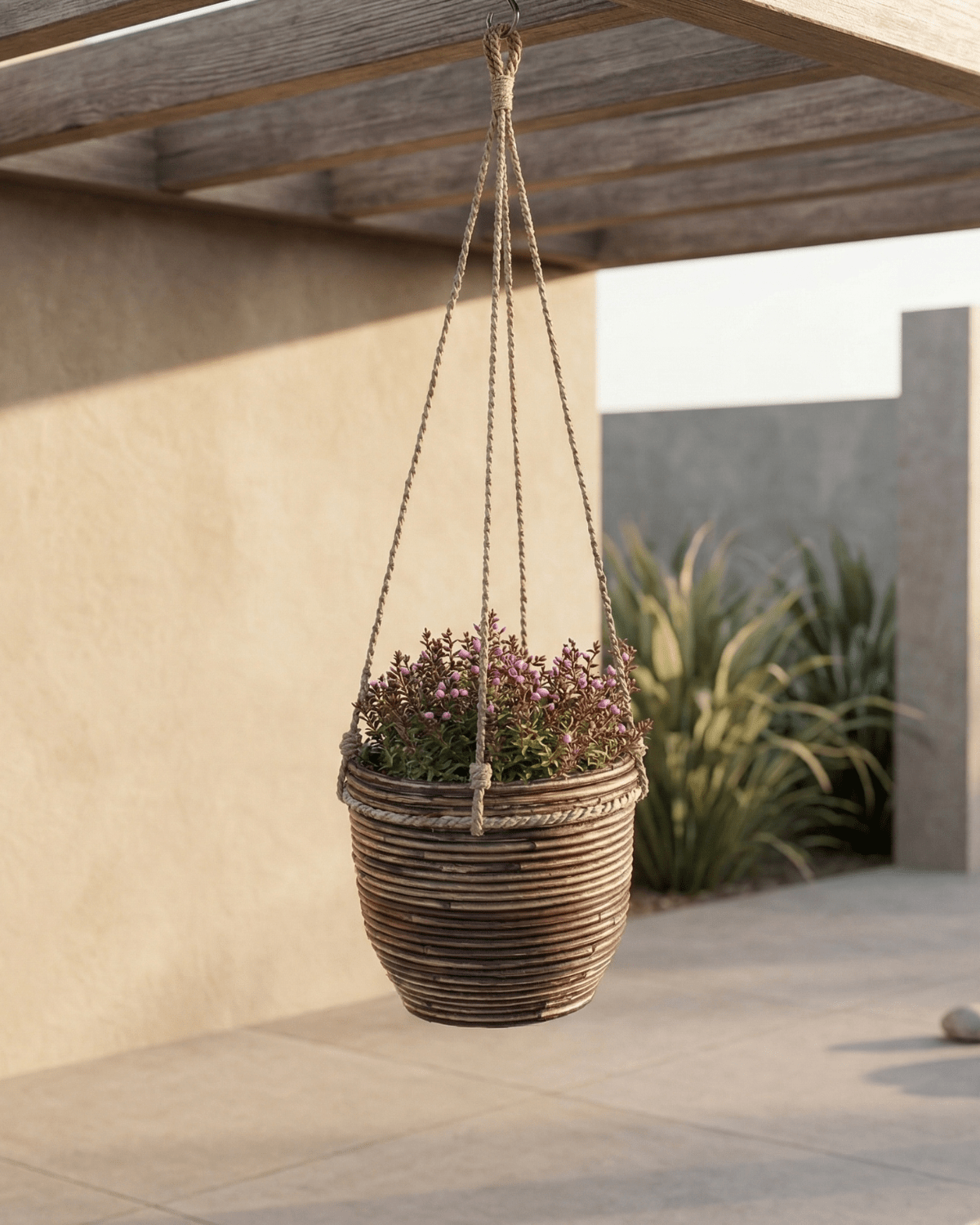 Hanging Pot Stripe (304570) | Bronze, D20 × 19 cm - Acacia Garden Center