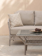 Icon Seating Group Beige (Terazzi) | 5 - Seater, Cross - Weave - Acacia Garden Center