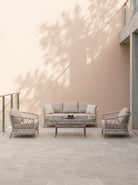 Icon Seating Group Beige (Terazzi) | 5 - Seater, Cross - Weave - Acacia Garden Center
