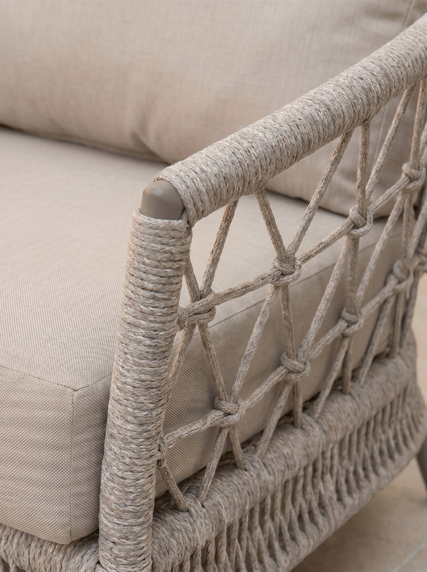 Icon Seating Group Beige (Terazzi) | 5 - Seater, Cross - Weave - Acacia Garden Center