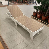 Ledge Lounger Mainstay Chaise - White with tan diamond - Acacia Garden Center