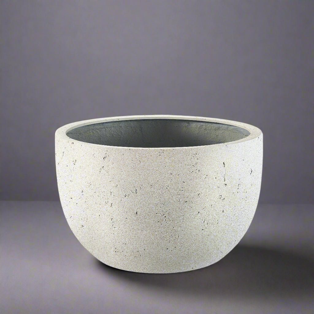 Luca Lifestyle - Grigio New Egg Pot Low - Antique White - Acacia Garden Center