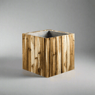 Wooden Marrone Verticale Cube Pot | Square Planter - Acacia Garden Center
