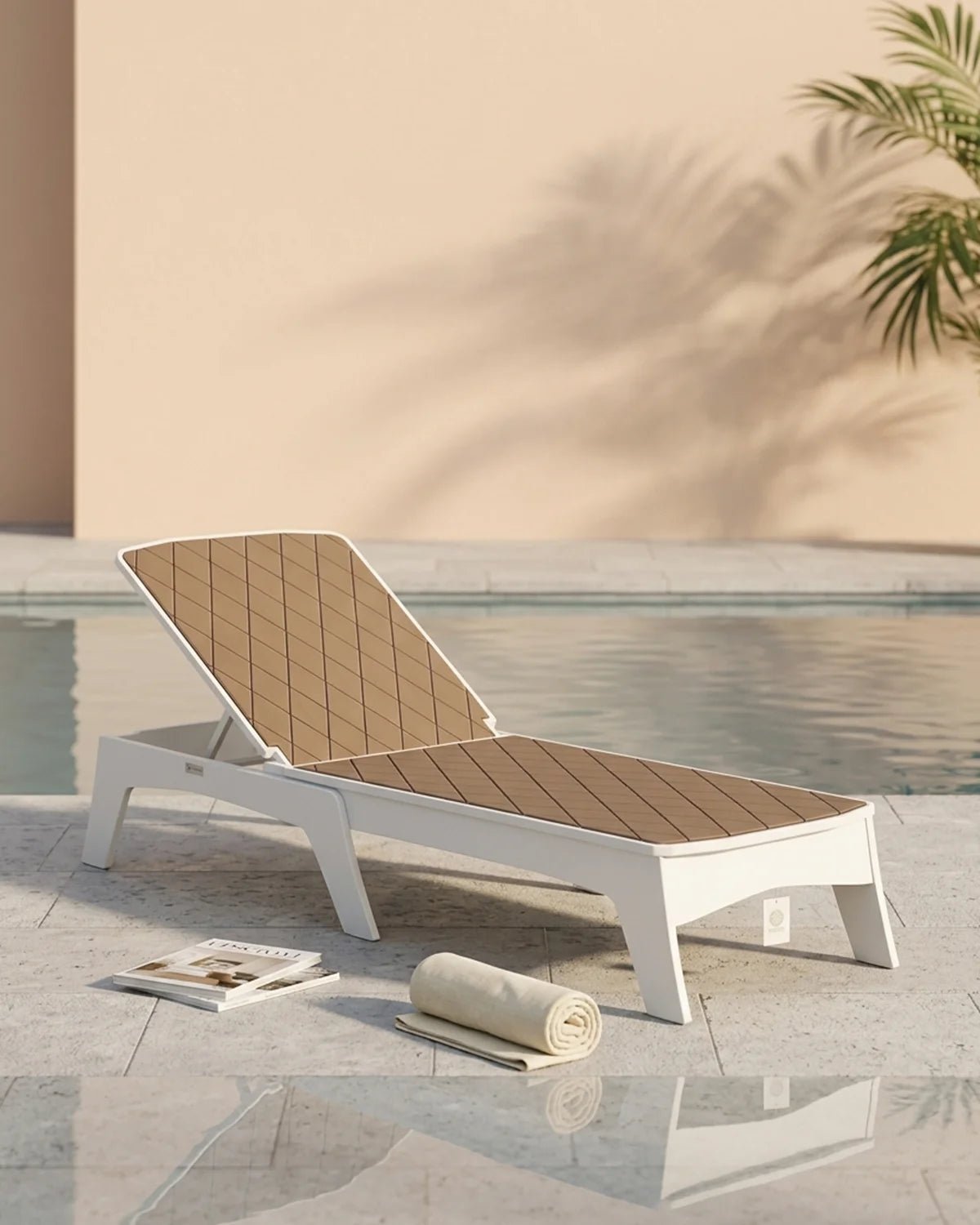 Mainstay Chaise - White with tan diamond - Acacia Garden Center