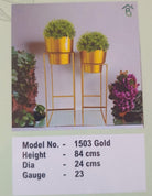 Metal Planter with Tall Stand 1503 Gold 24x84cm - Acacia Garden Center