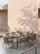 Mitra Dining Set Cappuccino (Terazzi) | 6 - Seater, 200 cm Table - Acacia Garden Center