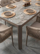 Mitra Dining Set Cappuccino (Terazzi) | 6 - Seater, 200 cm Table - Acacia Garden Center