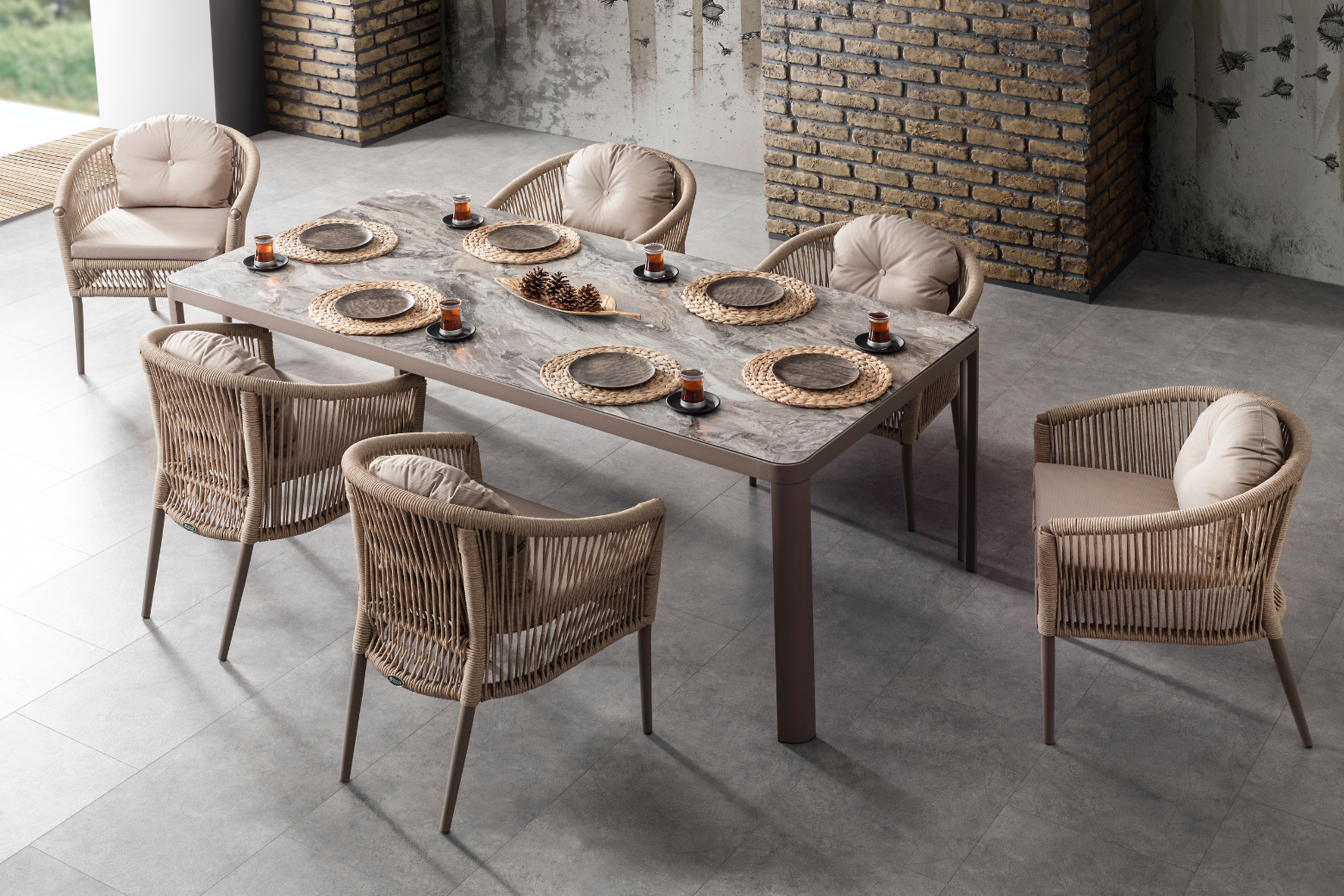 Terrazi Mitra Dining Set Cappucino