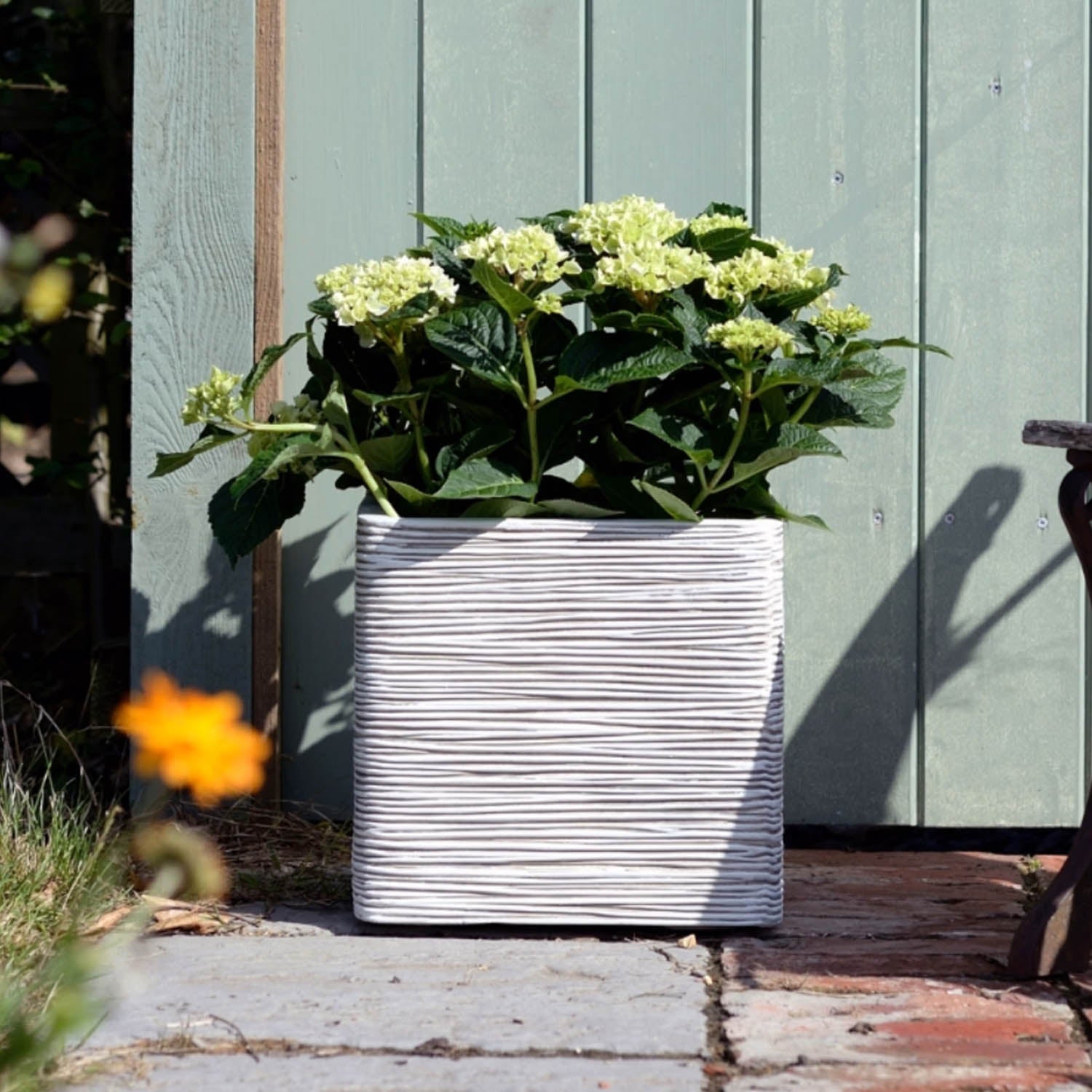 Nature Planter Square Rib | Ivory, 2 Sizes - Acacia Garden Center