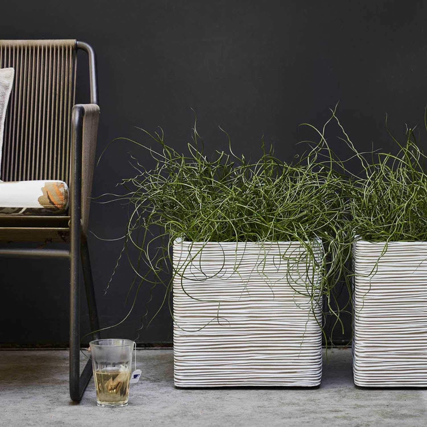 Nature Planter Square Rib | Ivory, 2 Sizes - Acacia Garden Center