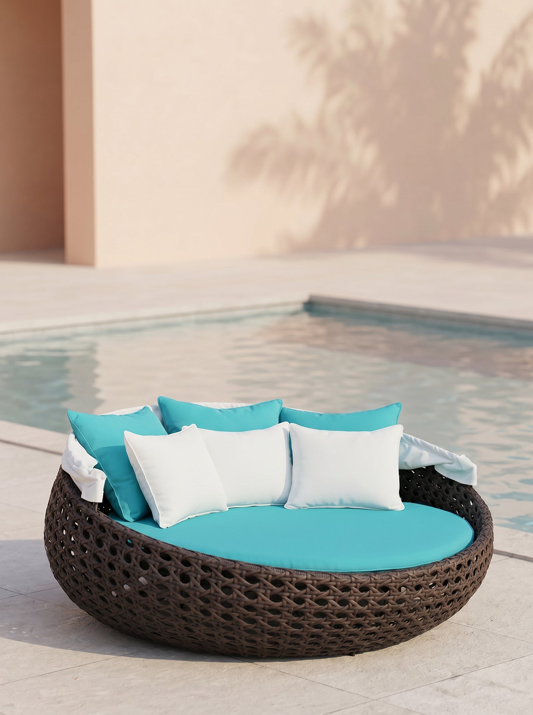 Open Daybed Lounger | Poly Bamboo Wicker, 2–3 Seater - Acacia Garden Center