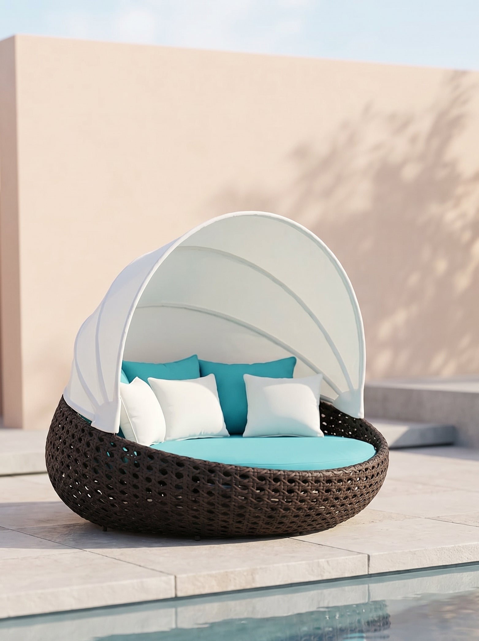 Open Daybed Lounger | Poly Bamboo Wicker, 2–3 Seater - Acacia Garden Center