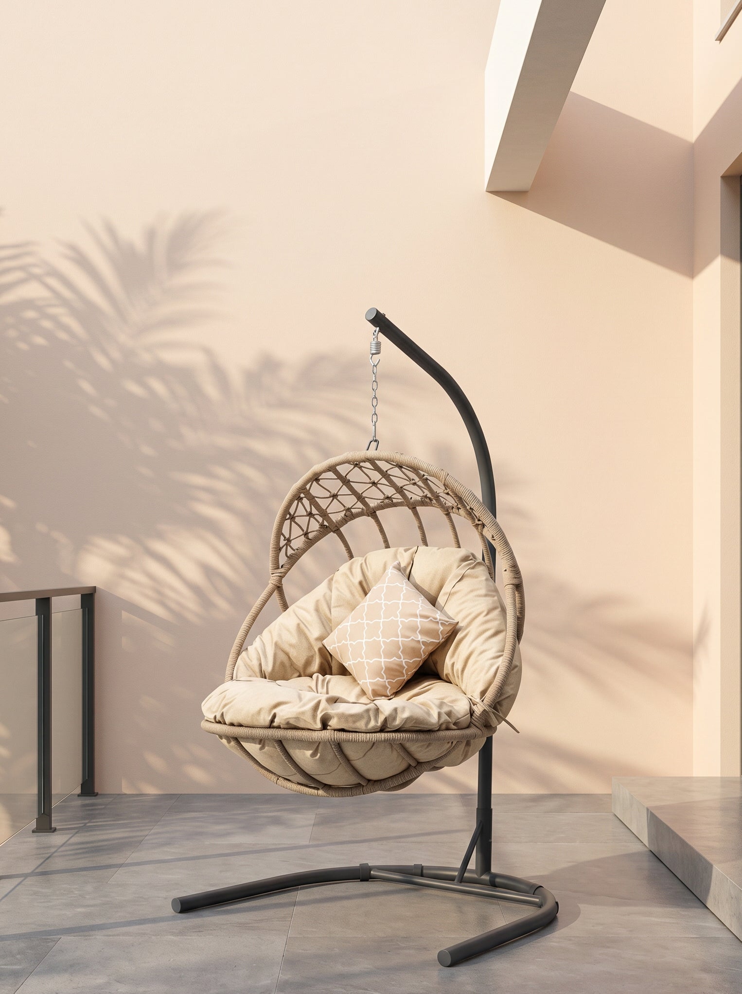 Oscar Single Swing (Terazzi) | Handwoven Luxio Cord, Standing Frame - Acacia Garden Center