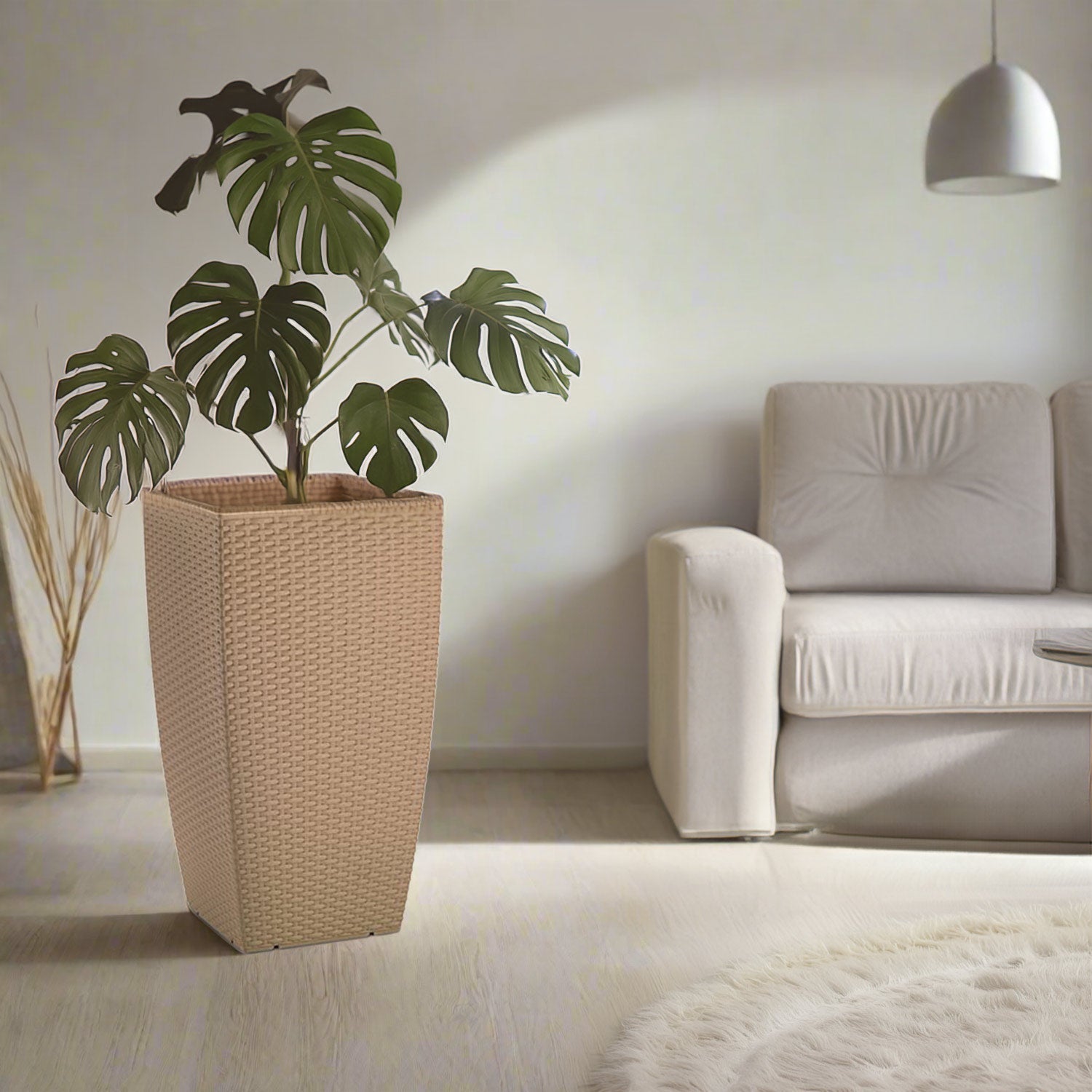 Plastona Self - Watering Planter (Natura) | Desert Sand, 36 × 36 × 66 cm - Acacia Garden Center