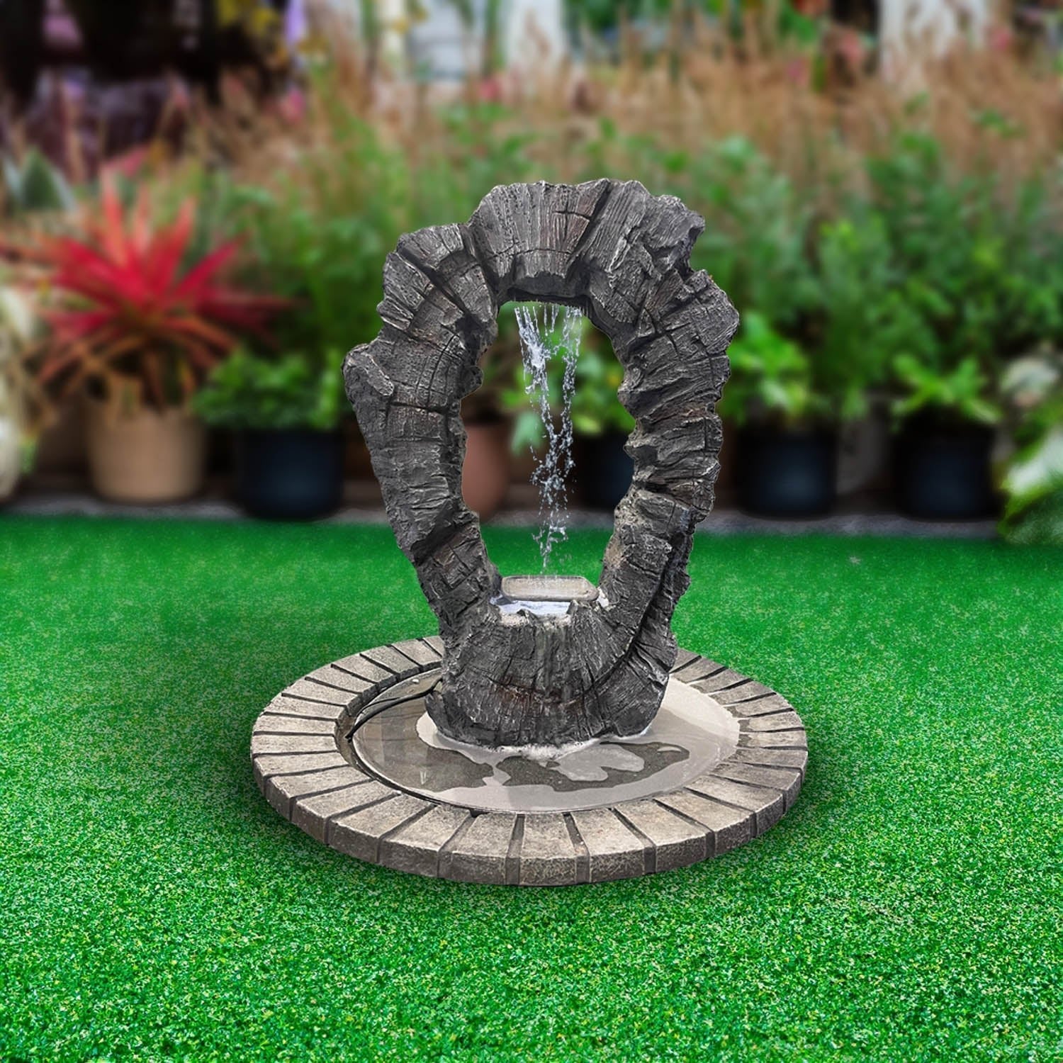 Polyresin Water Fountain (DW208023) | Wide Basin, 76 × 76 × 91 cm - Acacia Garden Center