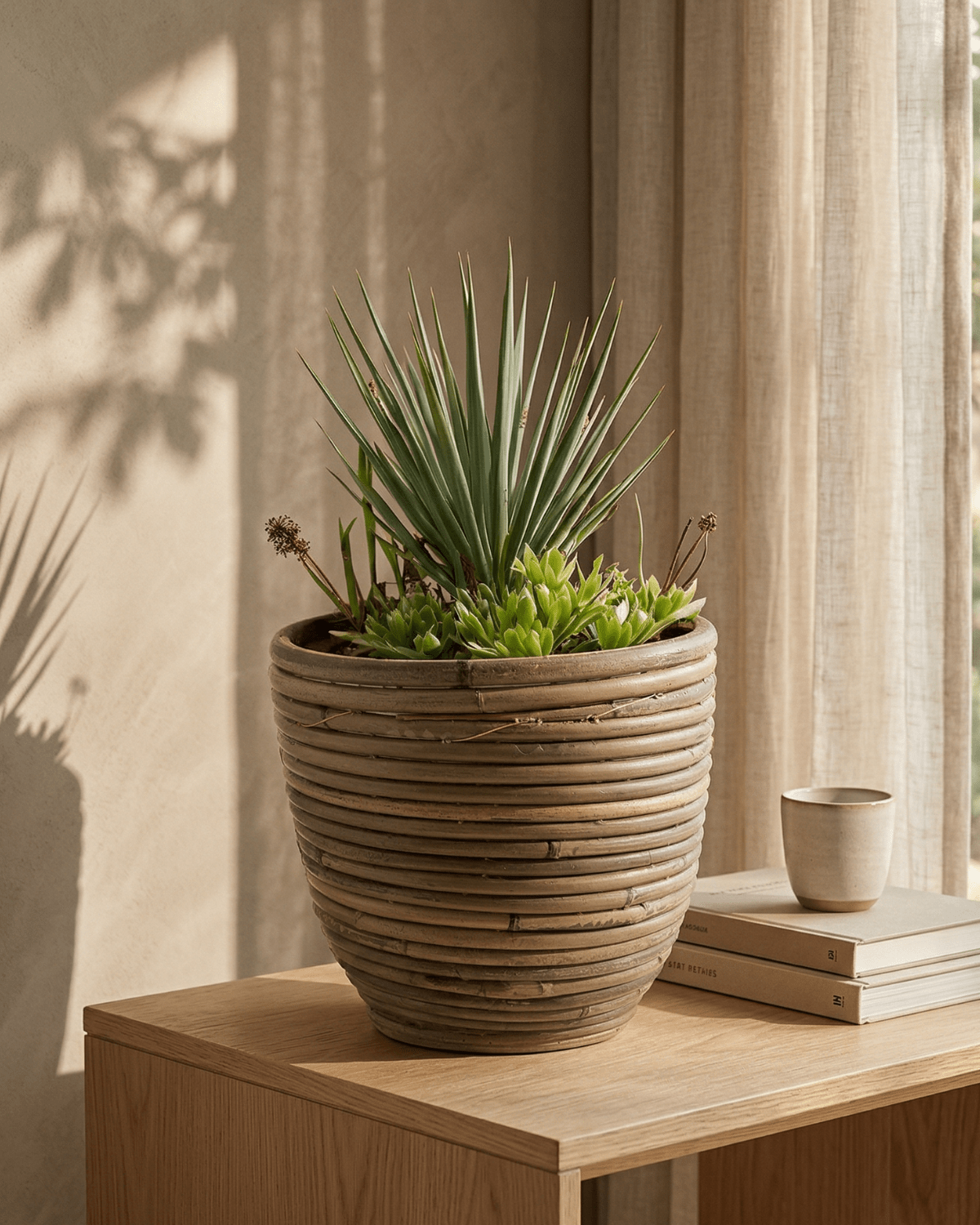 Round Balloon Pot (300858) | Natural, D20 × 19 cm - Acacia Garden Center