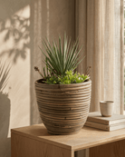 Round Balloon Pot (300858) | Natural, D20 × 19 cm - Acacia Garden Center