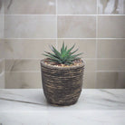 Round Balloon Pot (302198) | Black Wash, D18 × 16 cm - Acacia Garden Center
