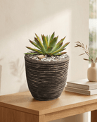 Round Balloon Pot (302199) | Black Wash, D20 × 19 cm - Acacia Garden Center
