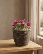 Round Balloon Pot (302200) | Black Wash, D24 × 24 cm - Acacia Garden Center