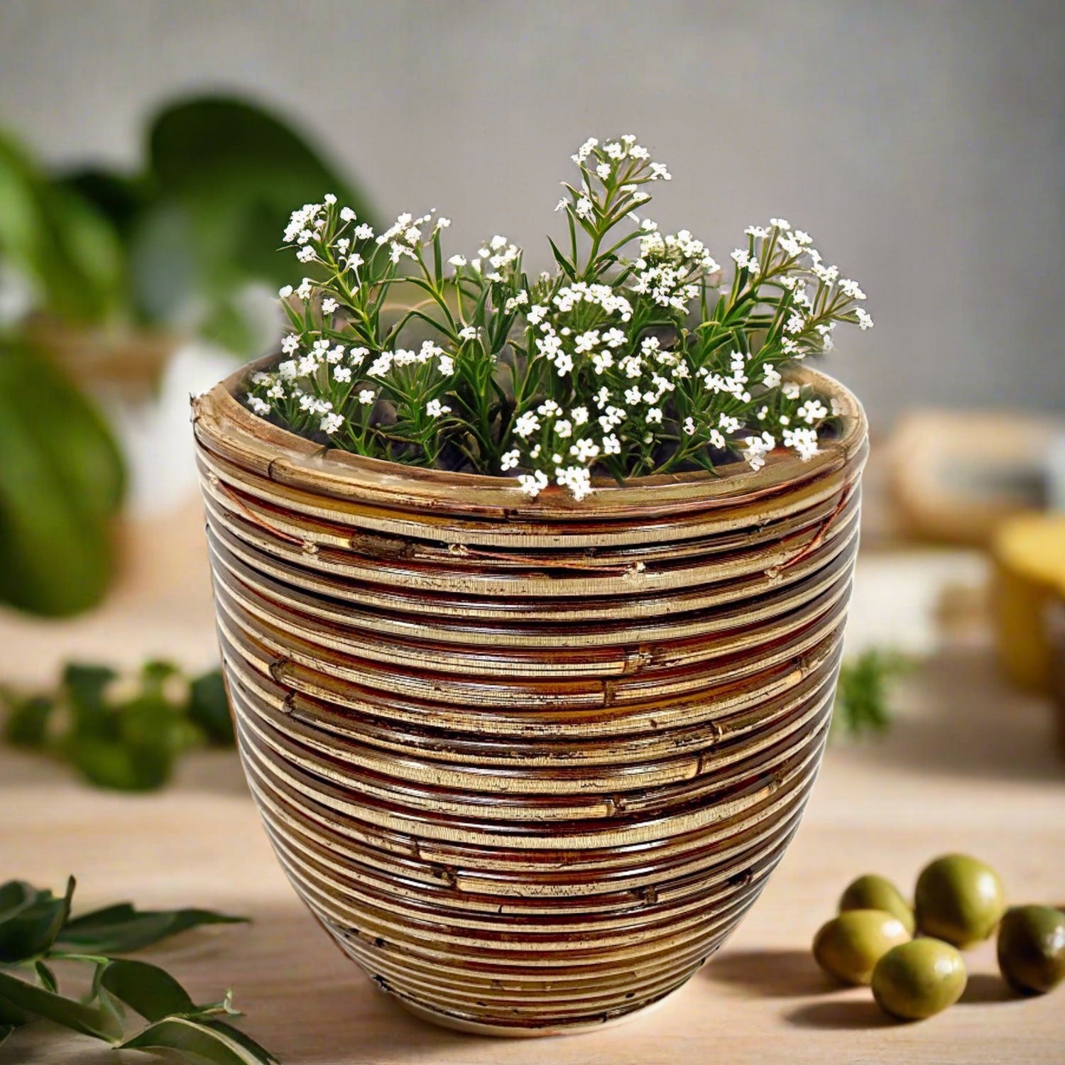 Round Balloon Pot (304564) | Bronze, D15 × 14 cm - Acacia Garden Center