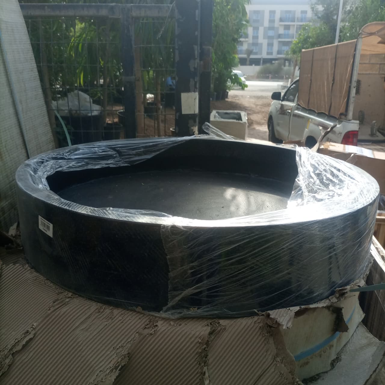 Round Terrazzo Pond Base | Decorative Water Feature Base, 96 cm - Acacia Garden Center