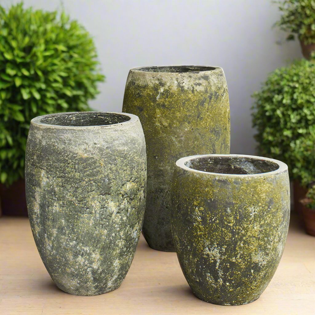 Tall Egg Planter (Atlantis Ceramics) | Moss Green, Dia. 54–87 cm - Acacia Garden Center