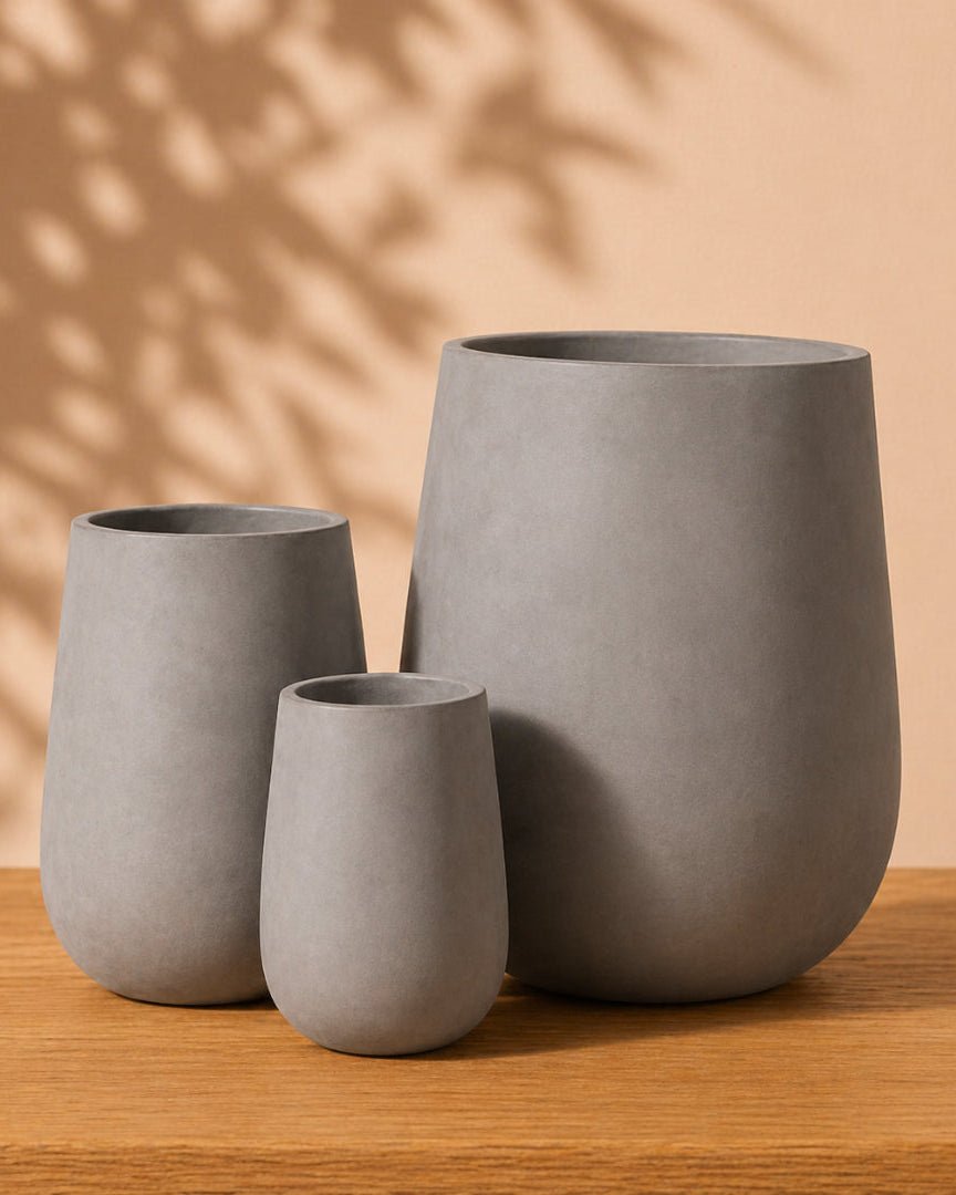 Terracotta Brooklyn Pot (Degrea) | Tall Grey Planter, Dia. 24–55 cm - Acacia Garden Center