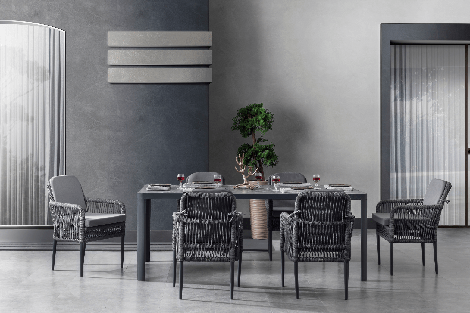 Terrazi Aston Dining Set Anthracite - Acacia Garden Center
