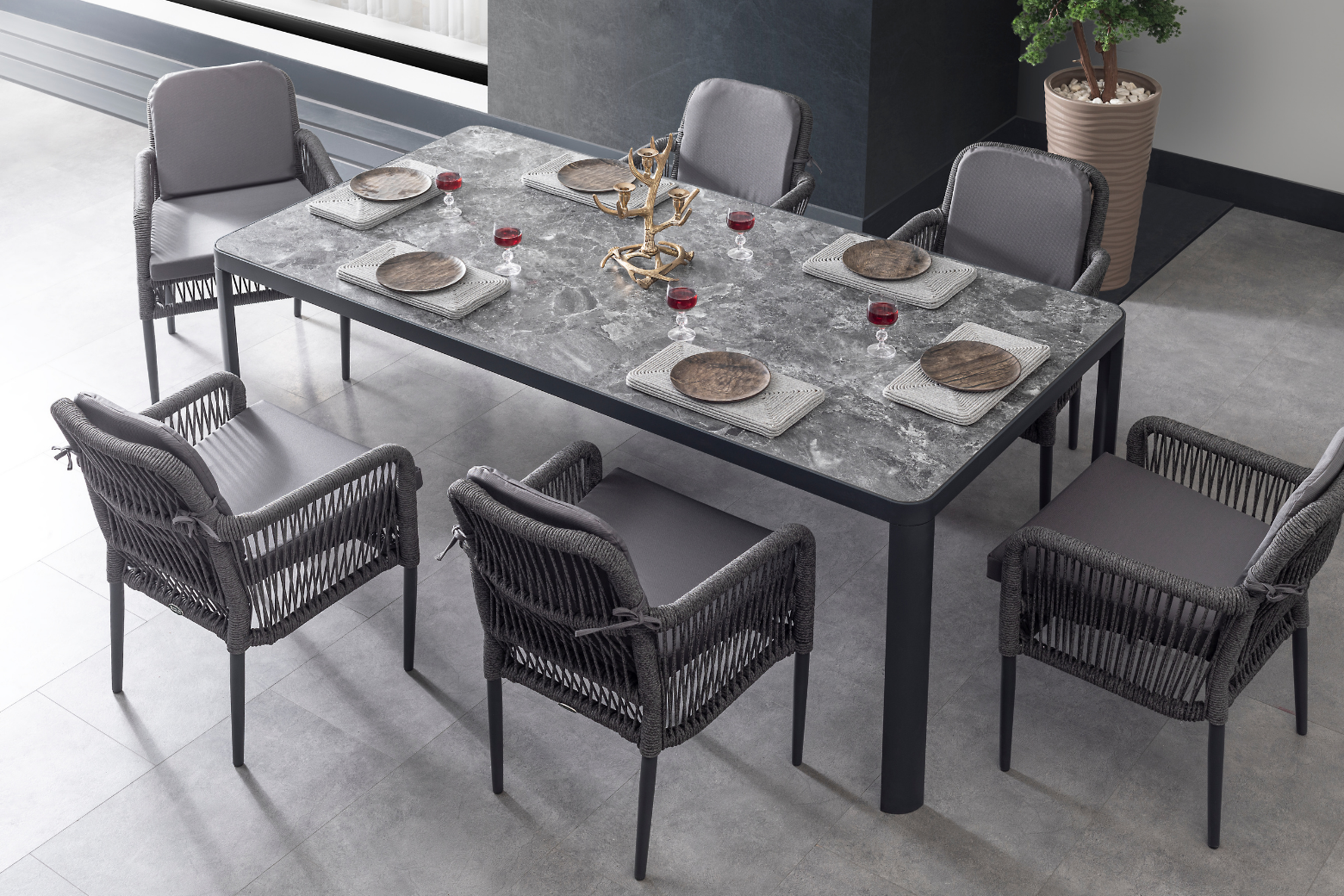 Terrazi Aston Dining Set Anthracite