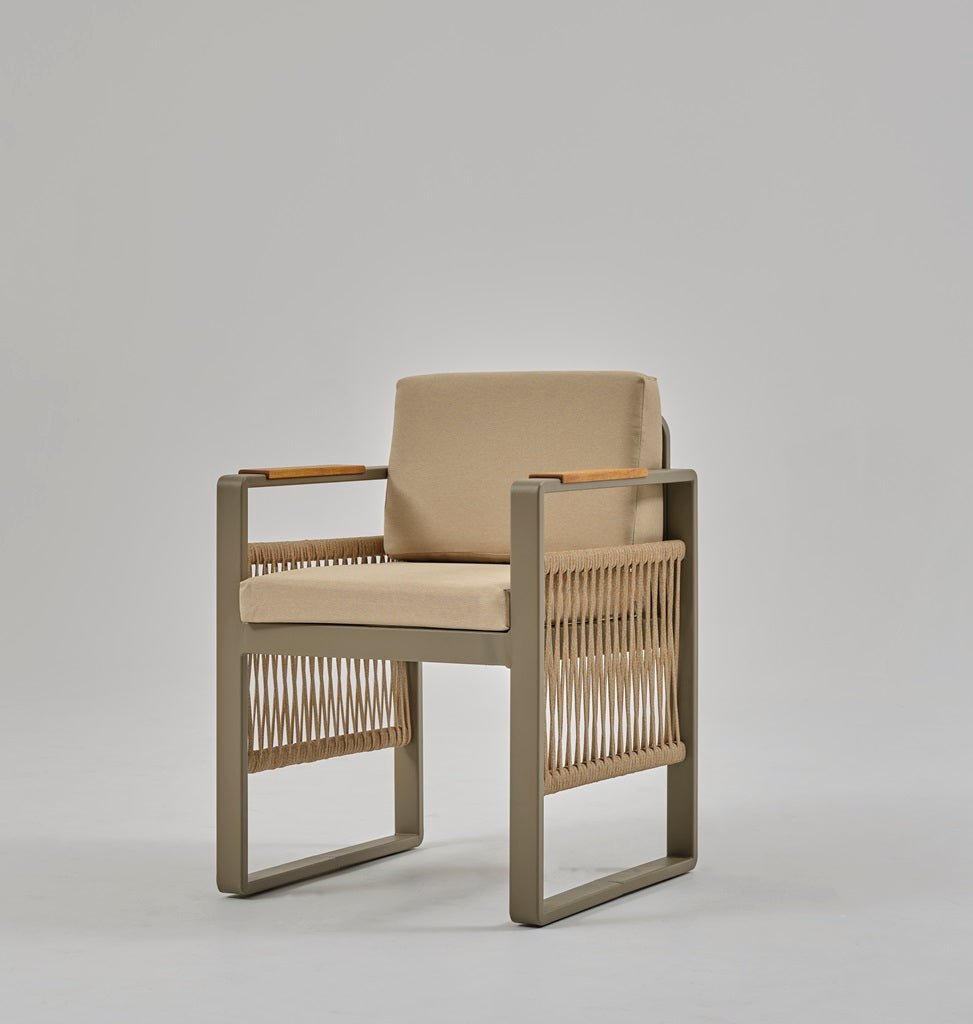 Terrazi Garden Concept Argos Dining Set with Chairs & HPL Compact Table - Taupe - Acacia Garden Center