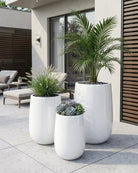 Terrazzo Fiberglass Planter HP, 1309 - Matt Blue and Glossy White - Acacia Garden Center