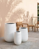 Terrazzo Fiberglass Planter HP, 1309 - Matt Blue and Glossy White - Acacia Garden Center