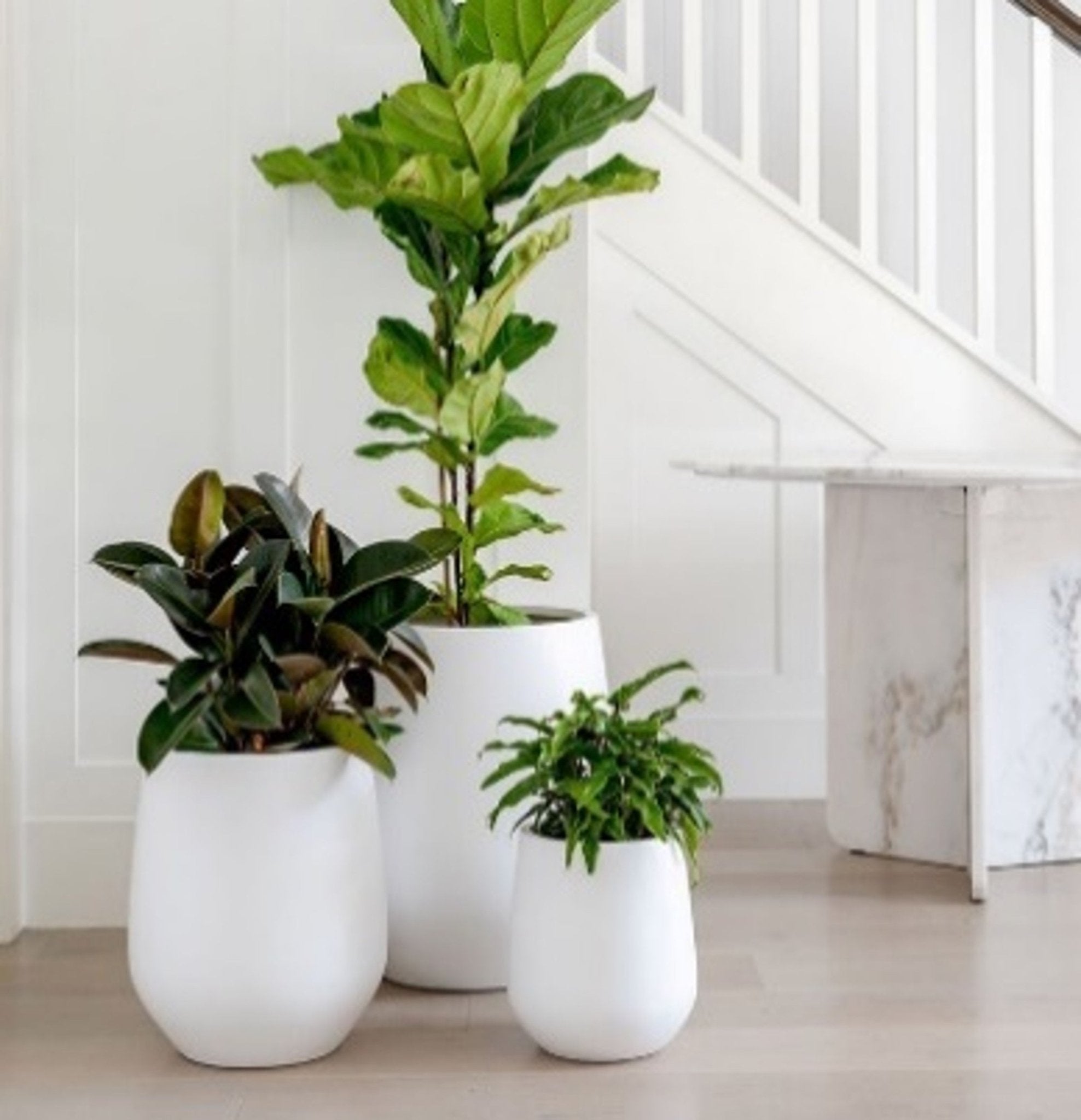 Terrazzo Planter HP, White - 1821 - Acacia Garden Center
