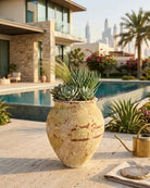 Thebes Ceramic Pot (Atlantis) | Hand - Glazed Light Yellow, 30 cm - Acacia Garden Center