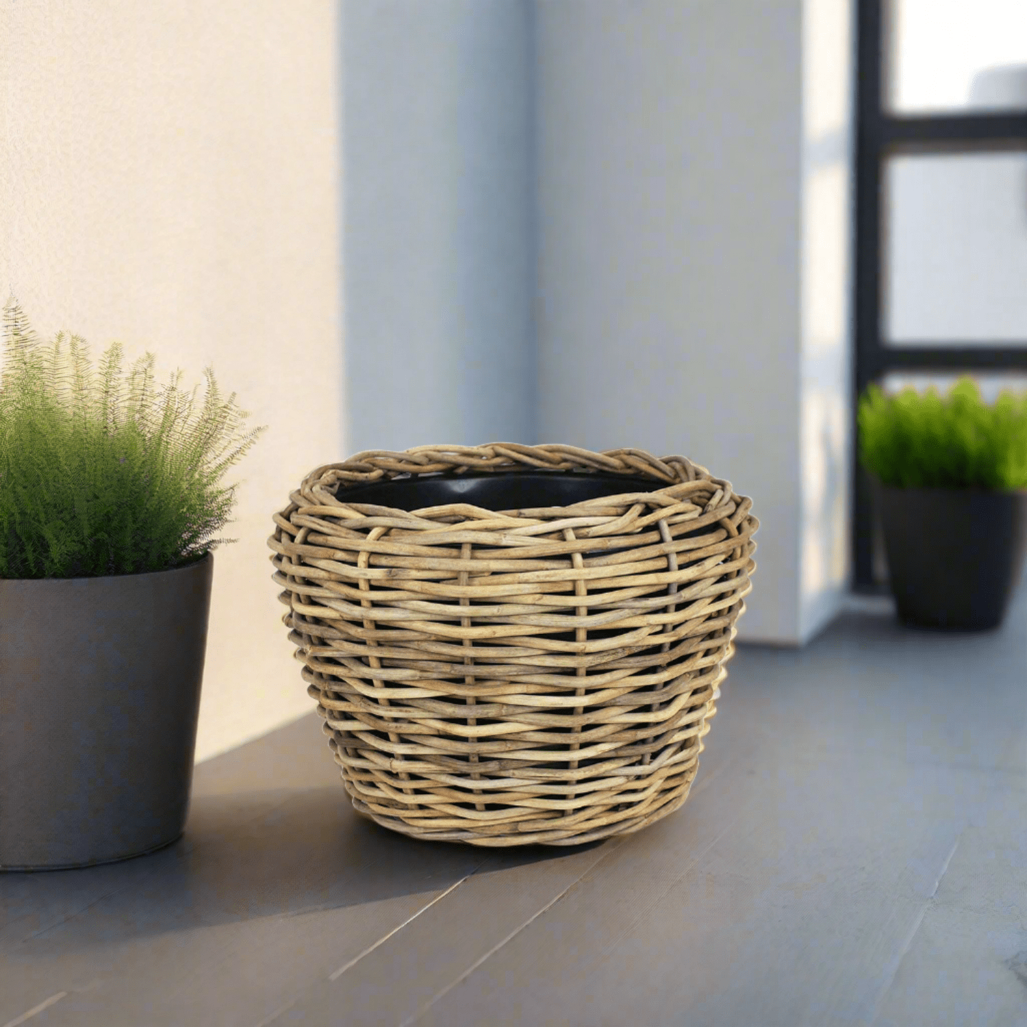 Van der Leeden Drypot CL Rattan 300956 68x52cm, Grey - Acacia Garden Center