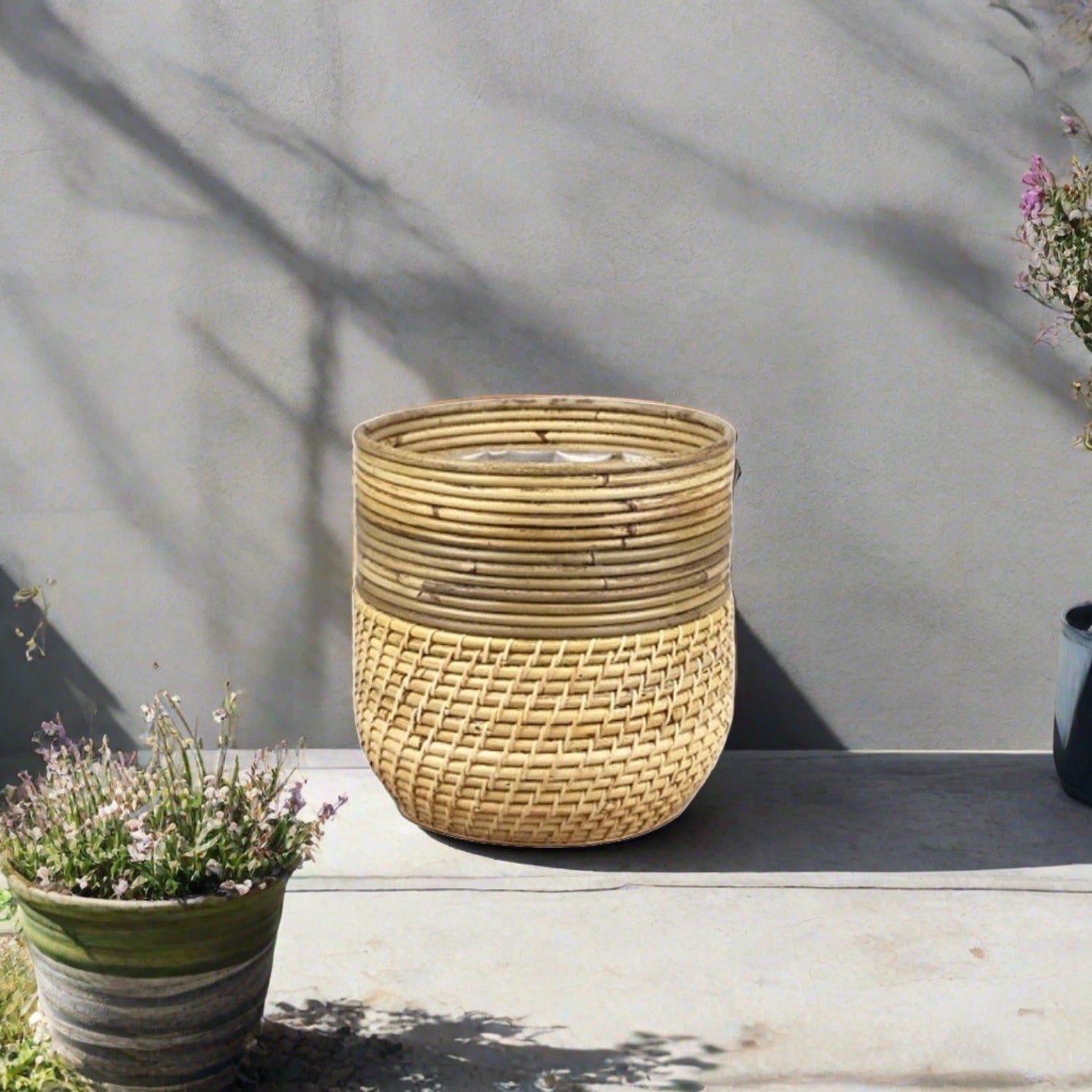 Van der Leeden Pot Stripe/Lombok 304182 D21X20cm Grey/Blond - Acacia Garden Center