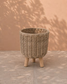 Van der Leeden Basket on Legs Rattan 101025 41x54cm, Grey - Acacia Garden Center