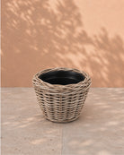 Van der Leeden Drypot Rattan 901252 32x23cm, Grey - Acacia Garden Center