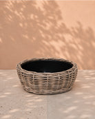 Van der Leeden Drypot Bowl Rattan 901258 44x15cm, Grey - Acacia Garden Center