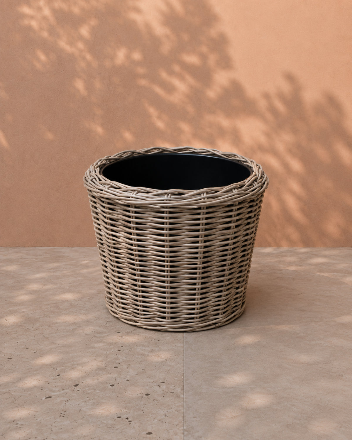 Van der Leeden Drypot Rattan 901326 39x36cm, Grey - Acacia Garden Center