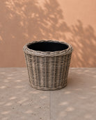 Van der Leeden Drypot Rattan 901326 39x36cm, Grey - Acacia Garden Center