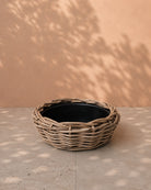 Van der Leeden Drypot Bowl Rattan 901473 30x12cm, Grey - Acacia Garden Center