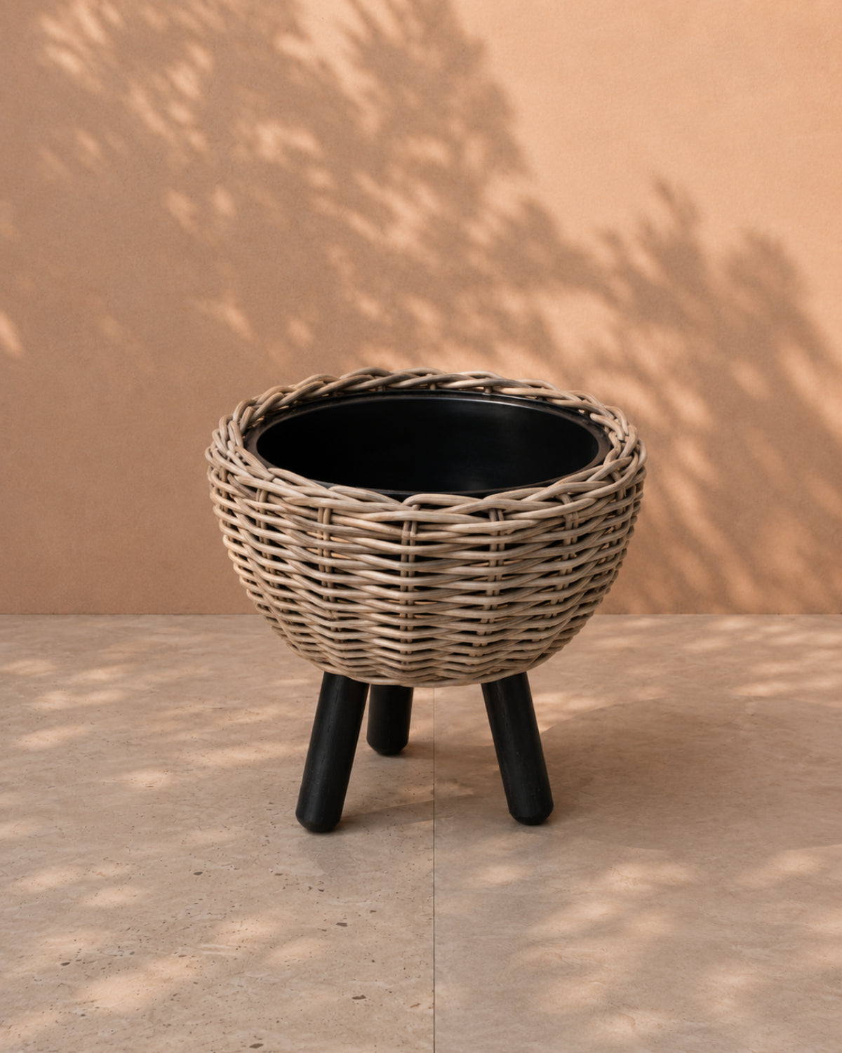 Van der Leeden Drypot Rattan with Legs 300352 43x44cm, Grey - Acacia Garden Center