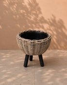Van der Leeden Drypot Rattan with Legs 300352 43x44cm, Grey - Acacia Garden Center