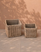 Van der Leeden Log Basket Rattan with Wheels 901402A 40x42cm, Grey - Acacia Garden Center